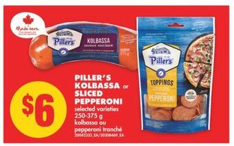 No Frills Piller's kolbassa or sliced pepperoni, 250-375 g offer