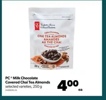 Real Canadian Superstore Pc® milk chocolate covered chai tea almonds, 250 g offer