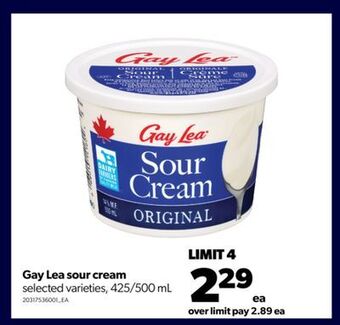 Real Canadian Superstore Gay lea sour cream, 425/500 ml offer