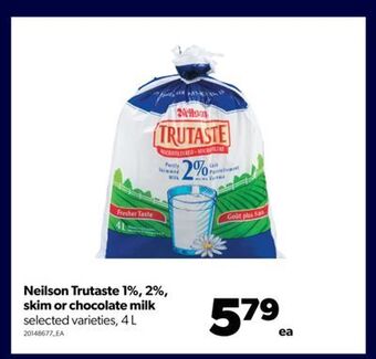 Real Canadian Superstore Neilson trutaste 1%, 2%, skim or chocolate milk, 4 l offer