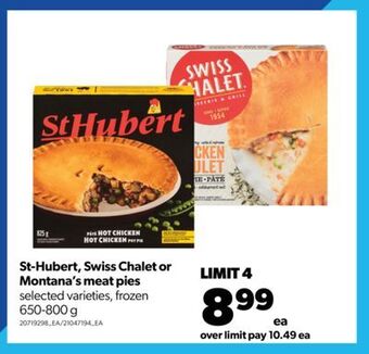 Real Canadian Superstore St-hubert, swiss chalet or montana's meat pies, 650-800 g offer