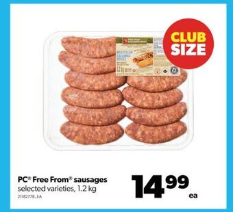 Real Canadian Superstore Pc® free from® sausages, 1.2 kg offer