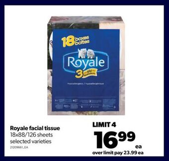 Real Canadian Superstore Royale facial tissue, 18x88/126 sheets offer