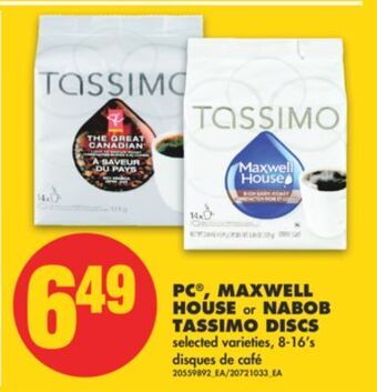 No Frills Pc®, maxwell house or nabob tassimo discs, 8-16's offer