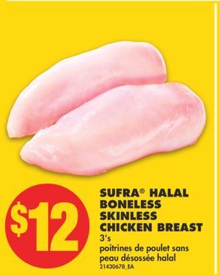 No Frills Sufra® halal boneless skinless chicken breast, 3's offer