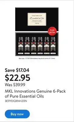 Walmart Mkl innovations genuine 6-pack of pure essential oils offer