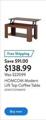 Walmart Homcom modern lift top coffee table offer