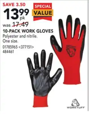 RONA Worktuff 10-pack work gloves offer