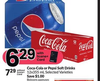Chalo FreshCo Coca-cola or pepsi soft drinks 12x355 ml selected varieties offer