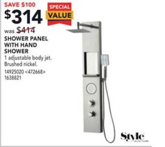 RONA Style selections shower panel with hand shower offer