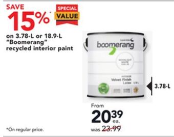 RONA 3.78-l "boomerang" recycled interior paint offer