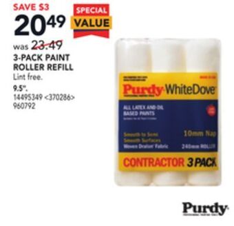 RONA Purdy 3-pack paint roller refill 9.5" offer