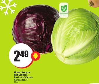 Chalo FreshCo Green, savoy or red cabbage product of canada canada no. 1 offer