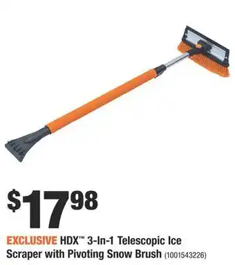 Home Depot Hdx™ 3-in-1 telescopic ice scraper with pivoting snow brush offer