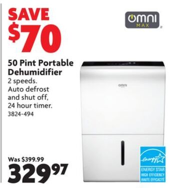 Home Hardware 50 pint portable dehumidifier offer