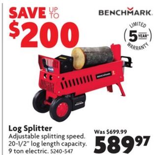 Home Hardware Log splitter offer