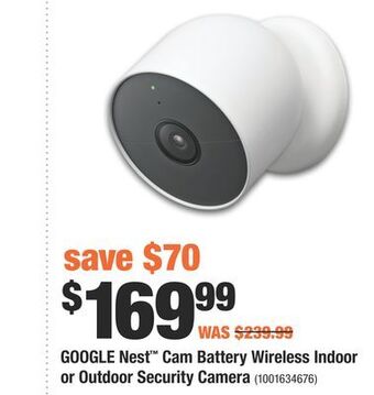 Home Depot Google nest™ cam battery wireless indoor or outdoor security camera offer