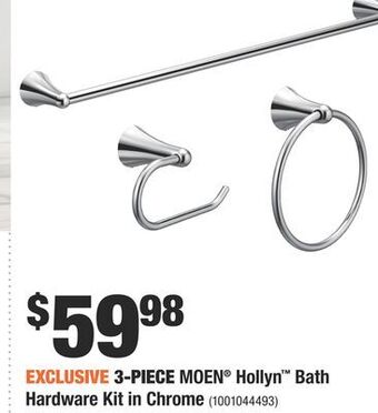 Home Depot 3-piece moen® hollyn™ bath hardware kit in chrome offer