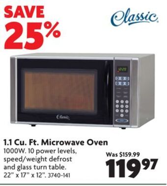 Home Hardware 1.1 cu. ft. microwave oven offer