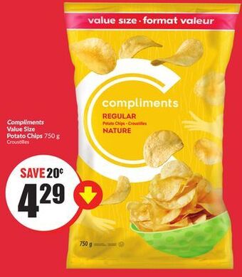 Chalo FreshCo Compliments value size potato chips 750 g offer