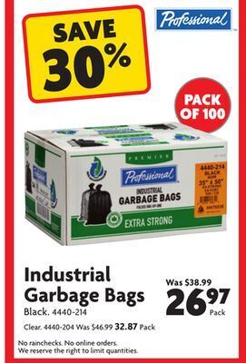 Home Hardware Industrial garbage bags black. offer