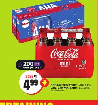 FreshCo Aha sparkling water 12x355 ml coca-cola mini bottles 8x300 ml offer