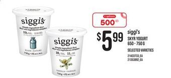 Zehrs Markets Siggi's skyr yogurt, 650 - 750 g offer