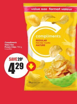 FreshCo Compliments value size potato chips 750 g offer