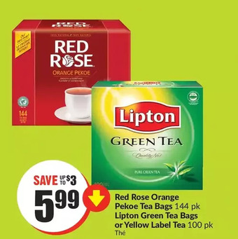 FreshCo Red rose orange pekoe tea bags | lipton green tea bags or yellow label tea offer
