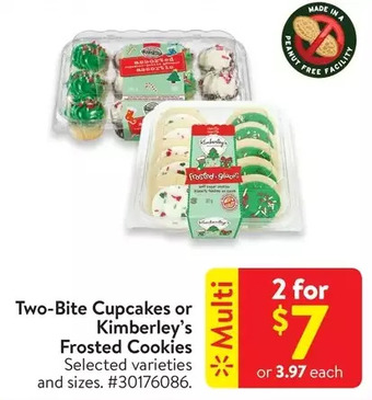 Walmart Two-bite cupcakes or kimberley's frosted cookies offer