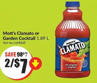 FreshCo Mott's clamato or garden cocktail offer