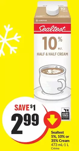 FreshCo Sealtest 5%, 10% or 35% cream offer