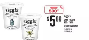 Independent Grocer Siggi's skyr yogurt offer