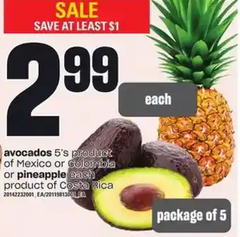Loblaws Avocados or pineapple offer