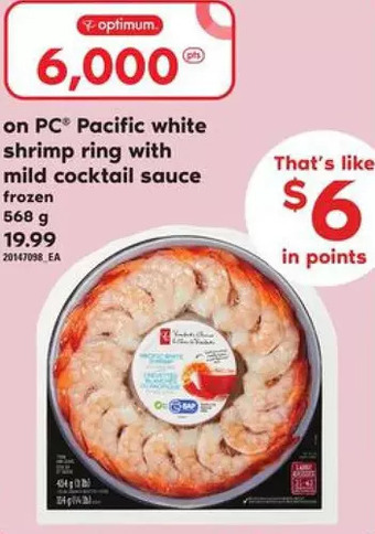 Independent Grocer Pc pacific white shrimp ring with mild cocktail sauce offer