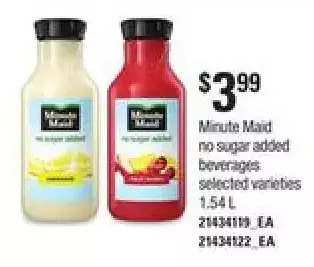 Independent Grocer Minute maid no sugar added beverages offer
