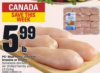 Loblaws Pc blue menu chicken breasts or thighs offer