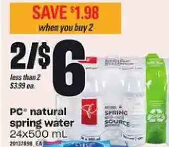 Loblaws Pc natural spring water offer