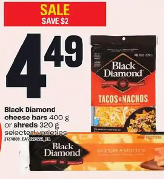 Zehrs Markets Black diamond cheese bars or shreds offer