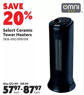 Home Hardware Ceramic tower heaters offer
