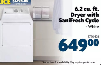 Home Hardware 6.2 cu. ft. dryer with sanifresh cycle offer