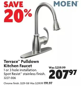 Home Hardware Terrace pulldown kitchen faucet spot resist stainless finish | chrome finish offer