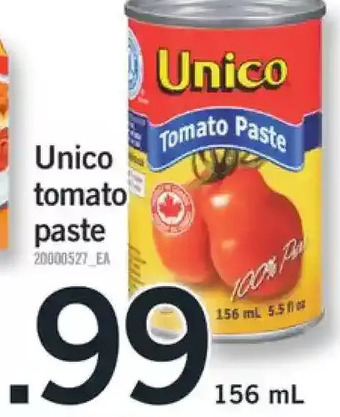 Fortinos Unico tomato paste offer