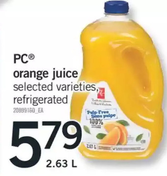 Fortinos Pc orange juice offer