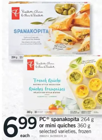Fortinos Pc spanakopita or mini quiches offer