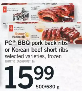 Fortinos Pc bbq pork back ribs or korean beef short ribs offer