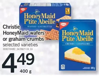 Fortinos Christie honeymaid wafers or graham crumbs offer