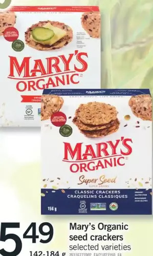Fortinos Mary's organic seed crackers offer