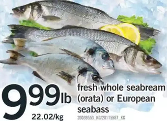 Fortinos Fresh whole seabream or european seabass offer