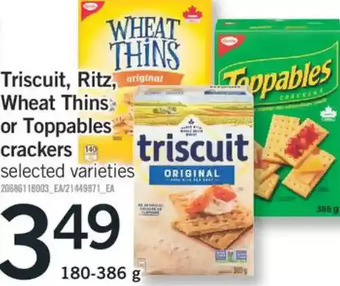 Fortinos Triscuit, ritz wheat thins or toppables crackers offer
